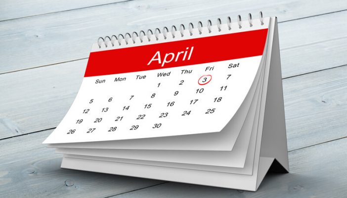April page of calendar